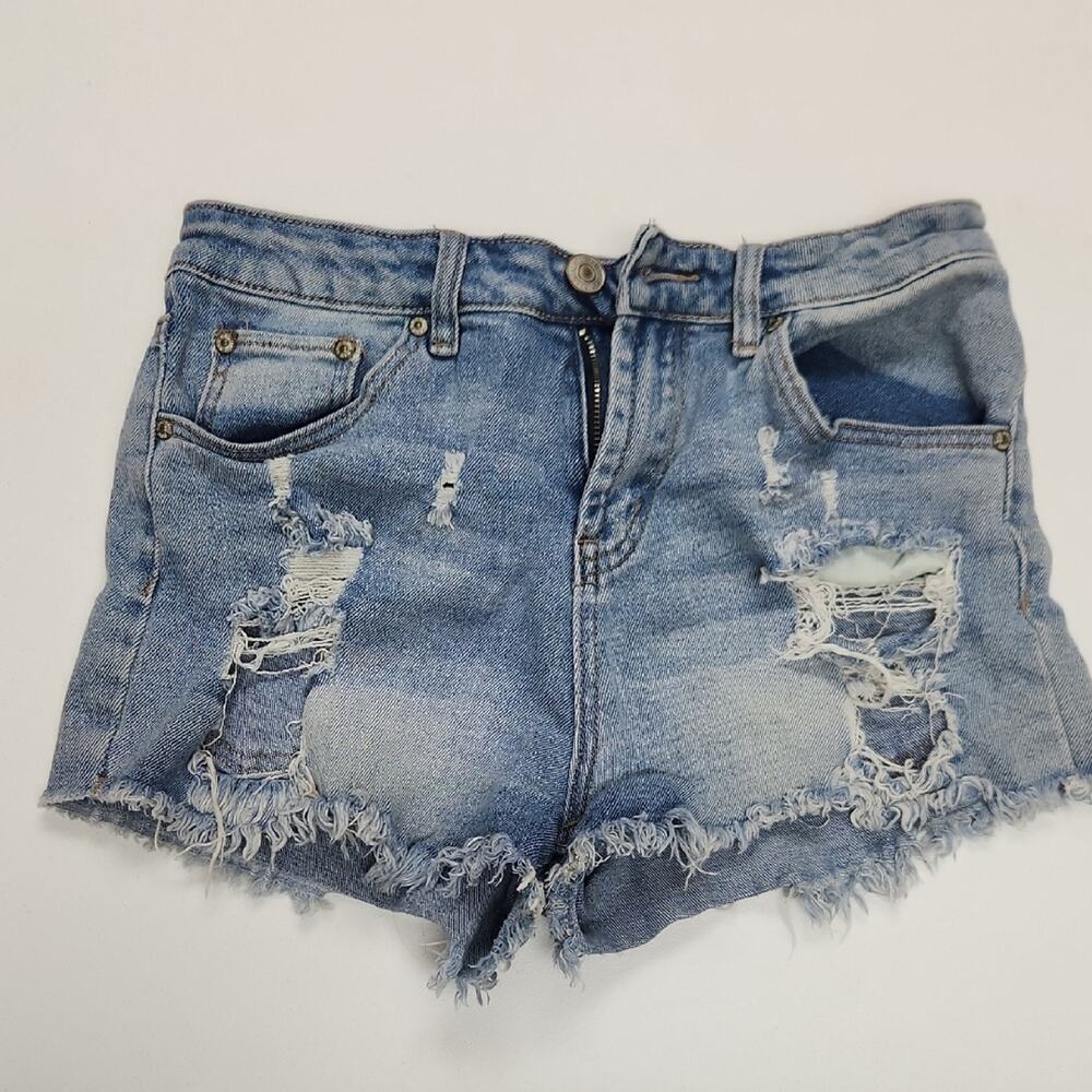 Almost Famous Light Blue Distressed Jean Shorts